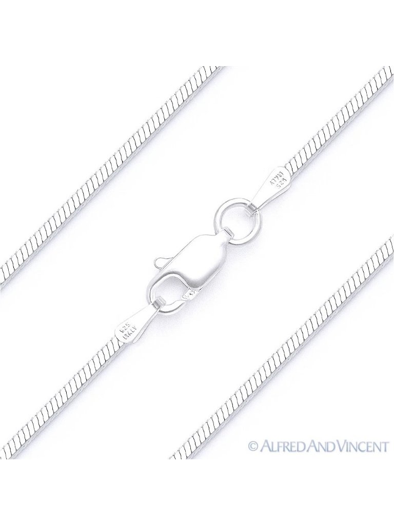 1.2mm 4-Sided Snake Link Italian Chain Necklace In .925 Sterling Silver - 24"
